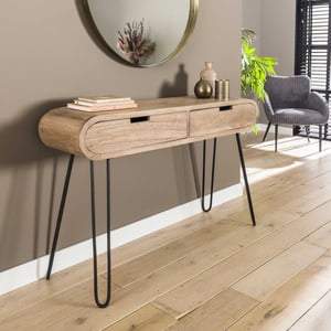 Hoyz Hoyz kaptafel barrel 2 lades hout 120x30x76