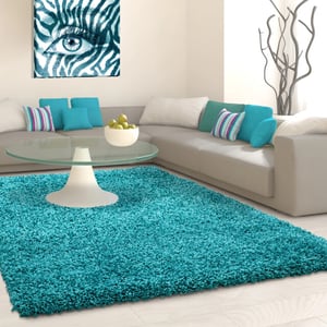 Muratap Basic shaggy vloerkleed turquoise hoogpolig- 120x170 cm