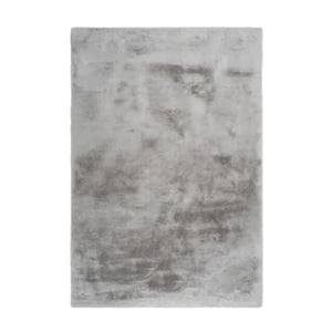 Muratap Emotion fluffy soft vloerkleed hoogpolig effen tapijt zilver grijs- 80x150