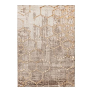 Muratap Fashion club laagpolig vloerkleed design tapijt goud- 80x300 cm