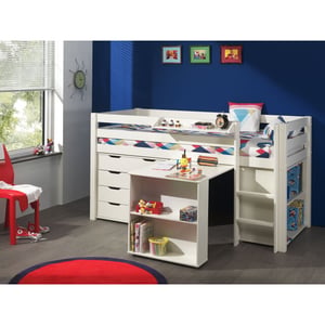 Lucevi pino halfhoogslaper h115cm met ladder 90 x 200 cm pino bureau voor