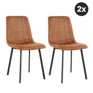 Multifurn 2x eetkamerstoel minsk microleder cognac