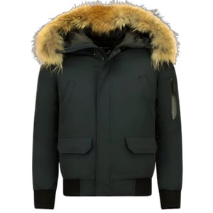 Enos Korte winterjas met bontkraag