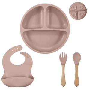 Casa di Elturo Siliconen servies set van 4 met bordje, bestek, drinkfles, slabbetje