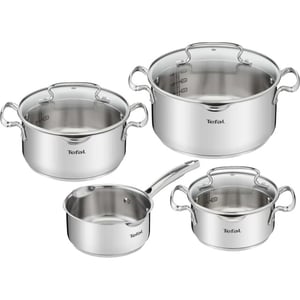 Tefal Duetto+ kookpannenset 4 delig rvs met glazen deksels