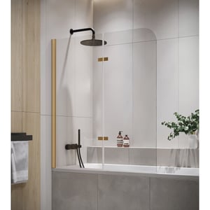 Badplaats Badwand austin 120 x 140 cm goud badscherm draaibaar 5 mm dik -