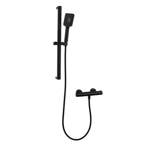 Luzzo ® square black doucheset thermostaatkraan met glijstang -
