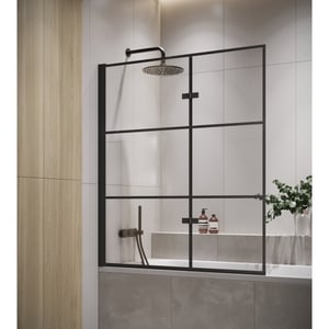 Badplaats Badwand berkan 120 x 140 cm zwart badscherm draaibaar 5 mm dik -