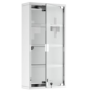 4goodz Medicijnkastje ehbo-kastje met slot rvs 12x30x60 cm