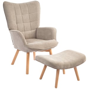4goodz Homcom oor-fauteuil met voetenbank ribfluweel optiek -