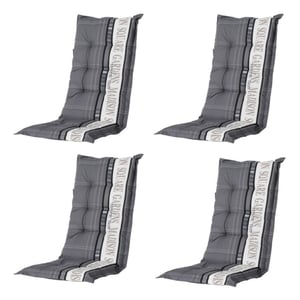 Madison tuinkussens hoge rug garden grey 123x50 - tuinstoel kussen 4 stuks