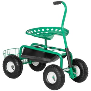 4goodz Tuinwagen met zitting, opbergmand voor tuingereedschap, verstelbare