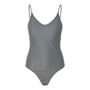 Pieces Dames badpak pcbaomi ronde hals zwart/wit gestreept