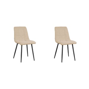 Label51 Eetkamerstoel juul 54x45x89 cm zand stof set van 2