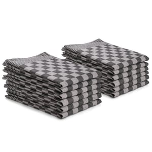 DoubleDry Theedoeken set 12 stuks 50x70 cm 100% katoen blokpatroon -