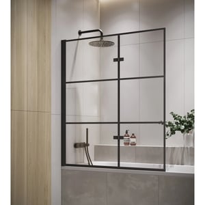 Badplaats Badwand berkan 100 x 140 cm zwart badscherm draaibaar 5 mm dik -
