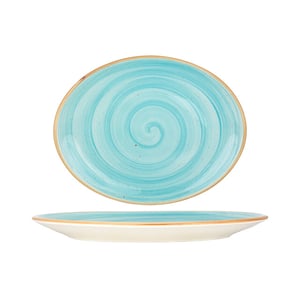Bonna Serveerschaal aqua porselein 36x28 cm set van 2