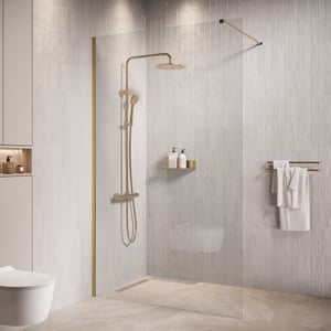 Badplaats Douchewand florida 100 x 200 cm goud – inloopdouche 8 mm