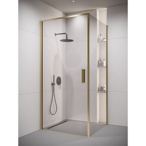 Badplaats Douchecabine alava 80 x 80 x 190 cm goud douchewand met draaideur