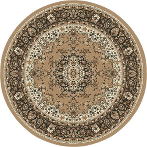 Muratap Nain klassiek medaillon rond laagpolig oosters vloerkleed vintage tapijt -
