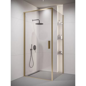 Badplaats Douchecabine alava 90 x 90 x 190 cm goud douchewand met draaideur