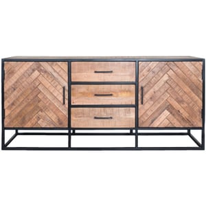 Home67 Dressoir rune visgraat bruin mangohout 170 cm