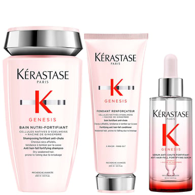 Kérastase Genesis Trio – Bain Nutri-Fortifiant 250 ml, Fondant Renforcateur 200 ml en Anti-Chute Fortifiant Serum 90 ml
