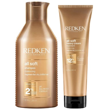 Redken All Soft Duo – Verzwarende Crème 250ml (Zuur) & All Soft Shampoo 300ml voor Droog, Broos Haar