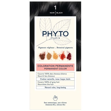 PHYTO PHYTOCOLOR Permanent Hair Colour — Shade 1 Black (Botanical Pigment Formula)