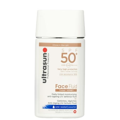 Ultrasun getinte gezichtsvloeistof SPF50+ - Honingkleur voor optimale zonbescherming 40 ml