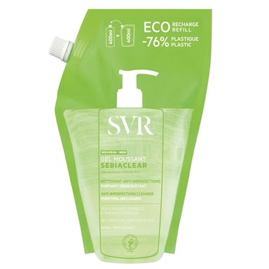 SVR Sebiaclear Foaming Salicylic Acid Cleanser Refill - 400ml for Oily Skin