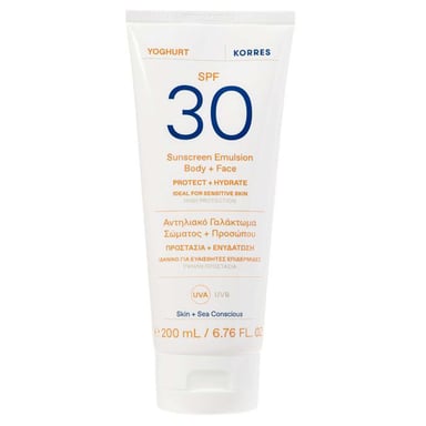 KORRES Yoghurt Zonnebrandcrème Emulsie SPF30 voor Lichaam en Gezicht - 200ml
