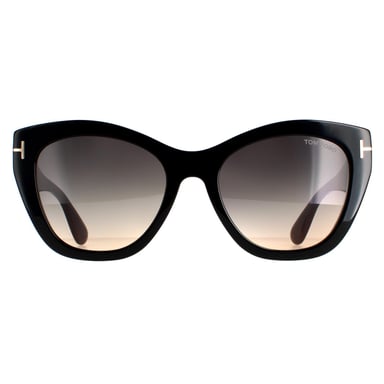 Tom Ford Cat Eye Womens Shiny Black Smoke Gray Gravient FT0940 Cara zonnebril