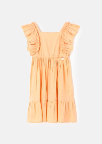 Simone Orange Textured Ruffle Dress