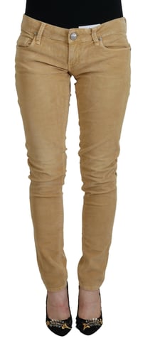 Acht Brown Cotton Corduroy Low Waist Women Casual Women's Jeans