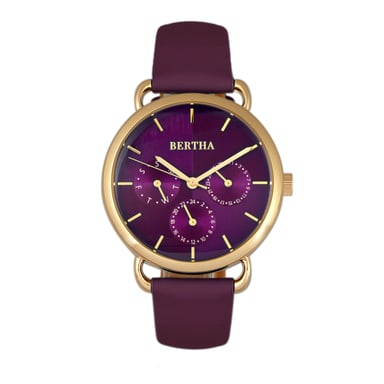Bertha Gwen lederen band horloge met dag/datum