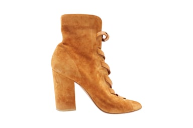 Gianvito Rossi Brooklyn Peep-Toe Ankelstövlar i Brun Mocka