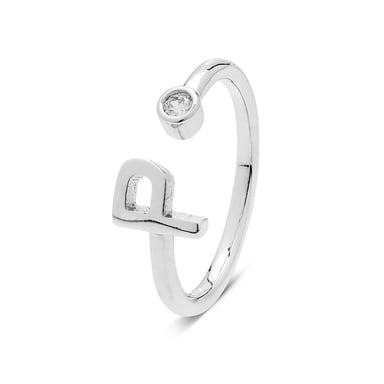 Luxenter 925 Sterling Silver Ring with Rhodium Plated Brilliant Zirconia - Alphabet