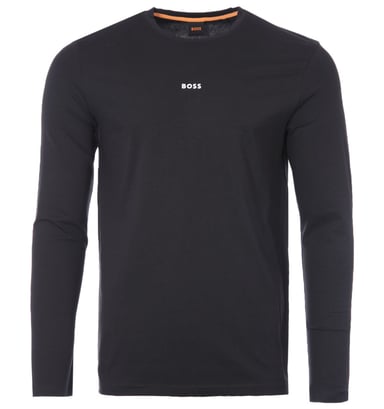 BOSS Contrast Logo Duurzaam T-shirt met lange mouwen - Zwart