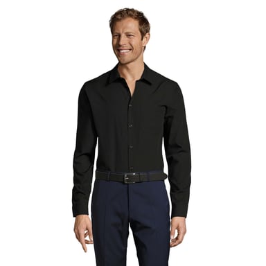 SOLS Mens Baltimore Fitted Shirt (Black)