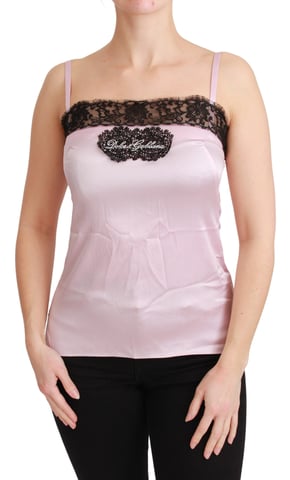 Dolce & Gabbana Women's Silk Black Lace Top Pink Tank Blouse
