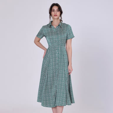 Vintage graphic print shirt dress
