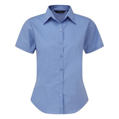 Premier Short Sleeve Poplin Blouse / Plain Work Shirt (Mid Blue)