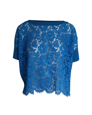 Valentino Garavani Lace T-shirt in Blue Cotton
