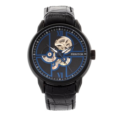 Heritor automatisch Sanford semi-skelet lederen band horloge