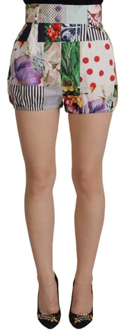 Dolce & Gabbana Multicolor Patchwork High Waist Cotton Women's Shorts