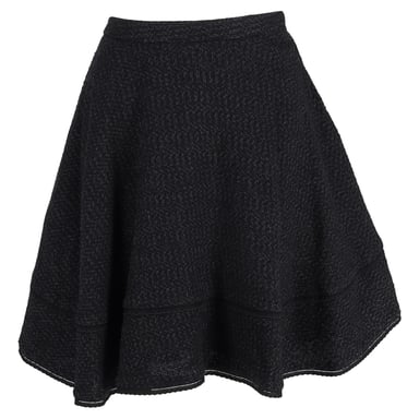 Red Valentino Tweed A-Line Skirt in Black Wool