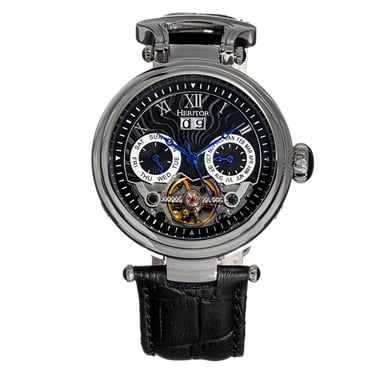 Heritor Automatic Ganzi semi-skelet lederen band horloge