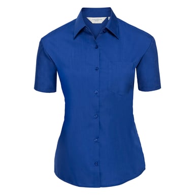 Russell Collection Womens/Ladies Classic Polycotton Easy-Care Short-Sleeved Shirt (Bright Royal)