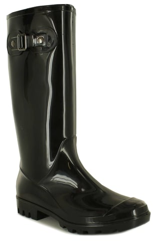 Nieuwe dames/dames zwarte wellington laarzen met lange been met sluiter met cleat
